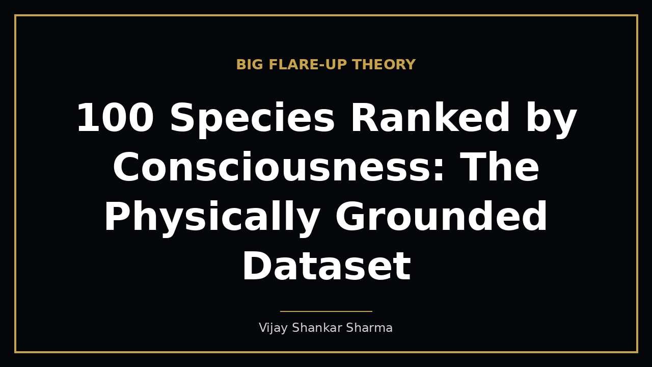 100 Species Ranked by Consciousness: The Physically Grounded Dataset