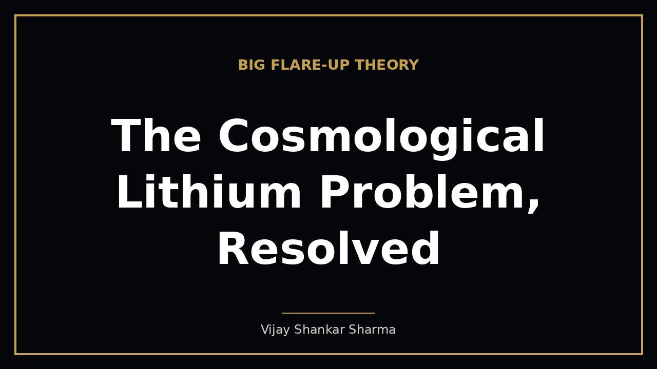 The Cosmological Lithium Problem, Resolved