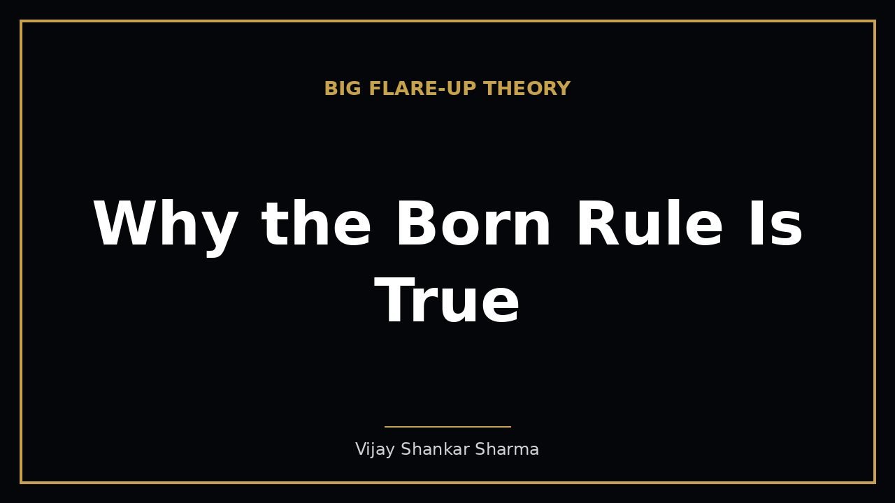 Why the Born Rule Is True