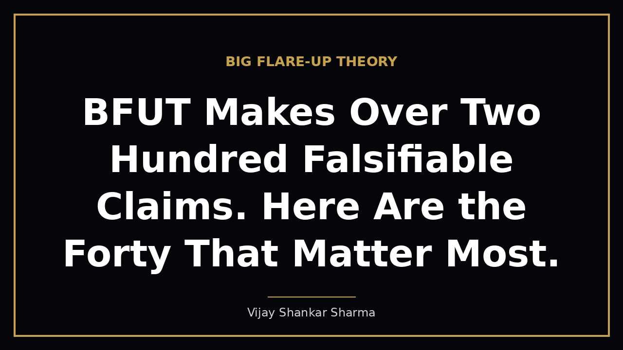 BFUT Makes Over Two Hundred Falsifiable Claims. Here Are the Forty That Matter Most.