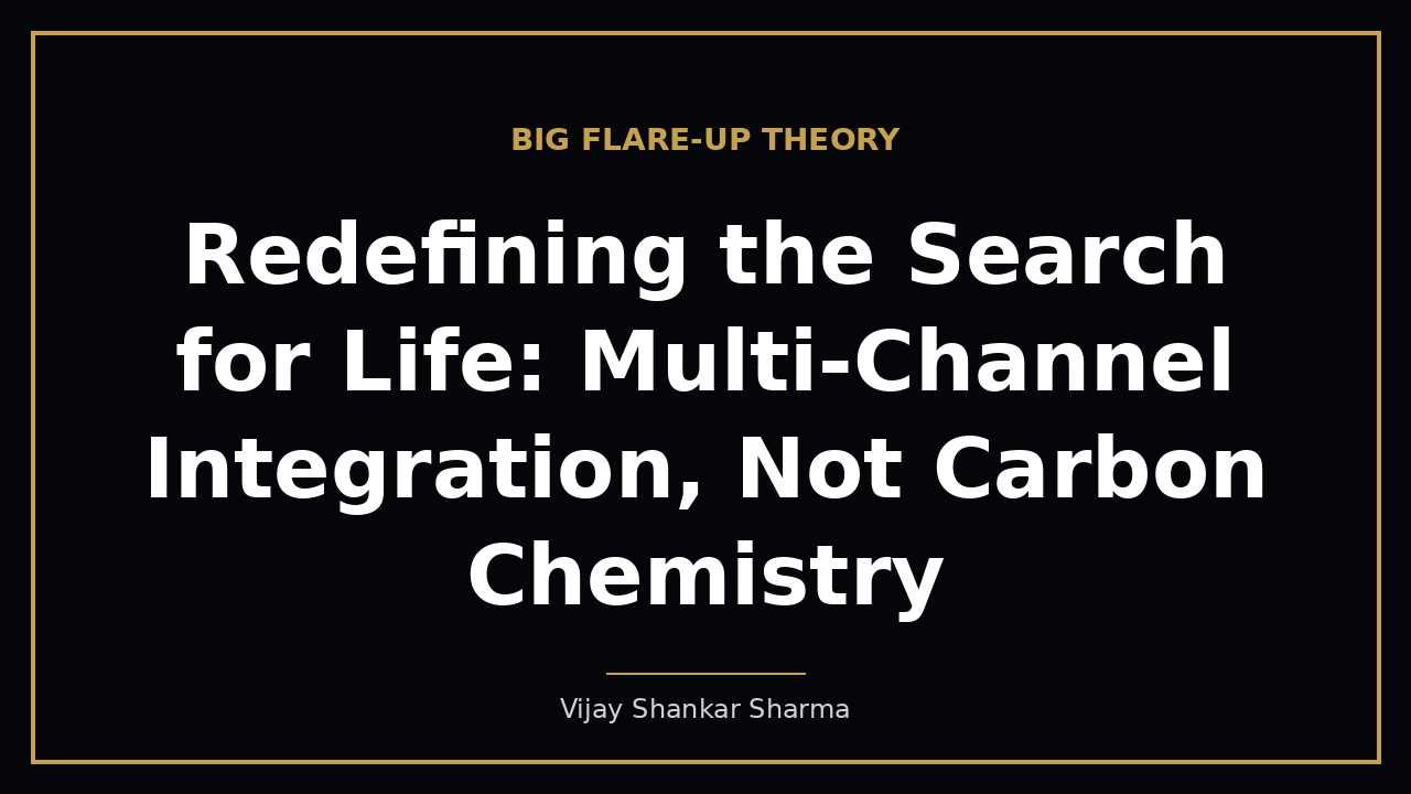 Redefining the Search for Life: Multi-Channel Integration, Not Carbon Chemistry