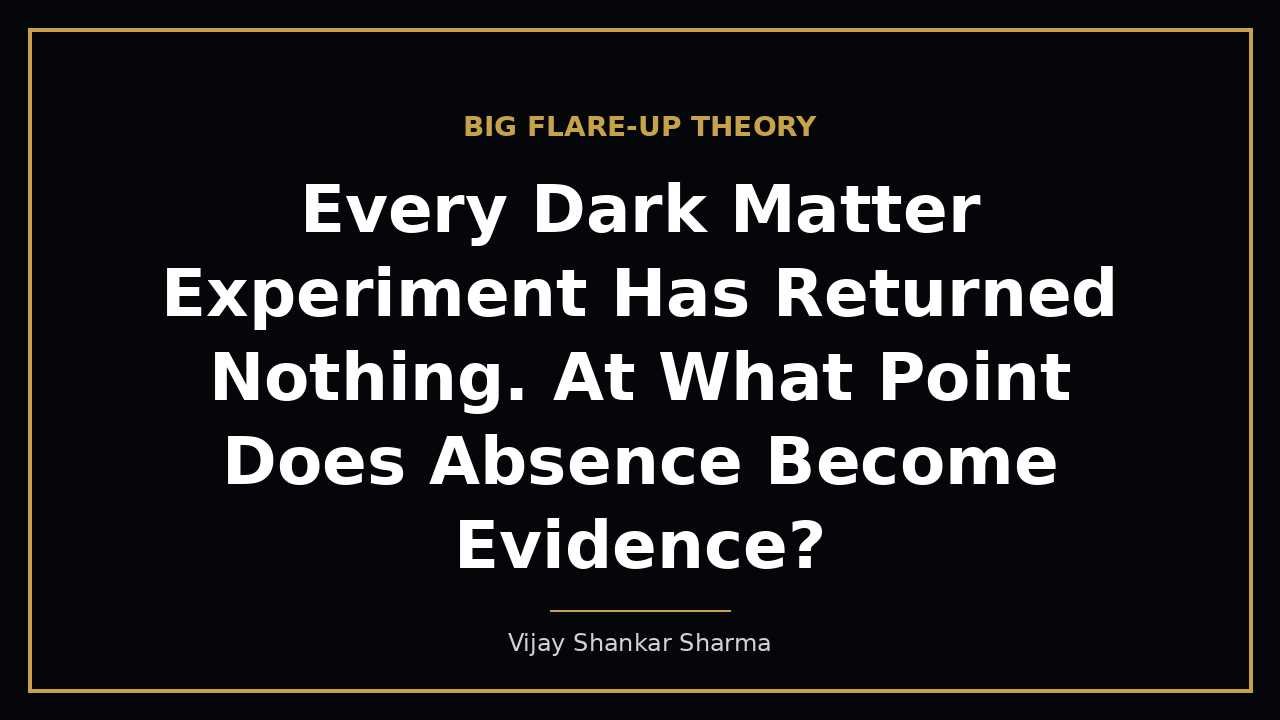Every Dark Matter Experiment Has Returned Nothing. At What Point Does Absence Become Evidence?