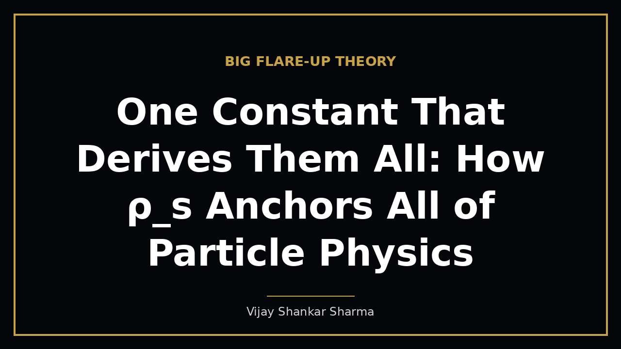 One Constant That Derives Them All: How ρ_s Anchors All of Particle Physics