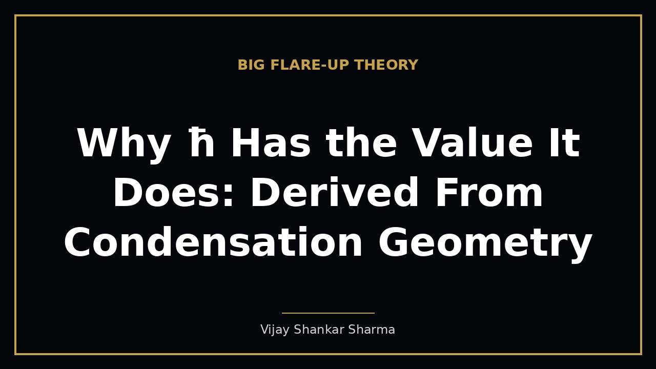 Why ħ Has the Value It Does: Derived From Condensation Geometry