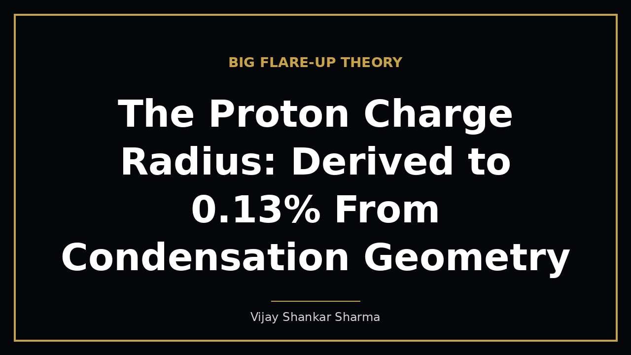 The Proton Charge Radius: Derived to 0.13% From Condensation Geometry