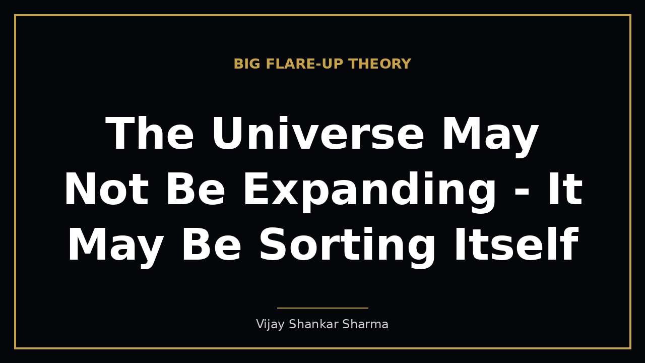 The Universe May Not Be Expanding - It May Be Sorting Itself