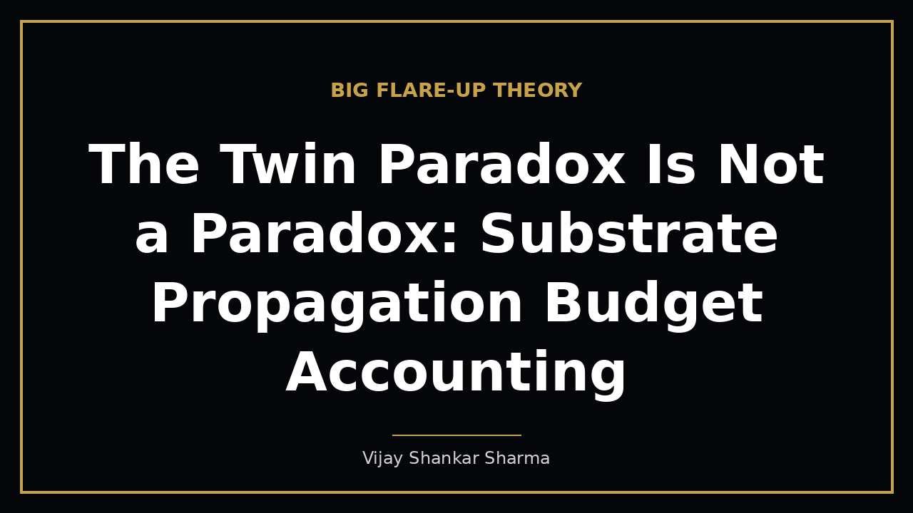 The Twin Paradox Is Not a Paradox: Substrate Propagation Budget Accounting