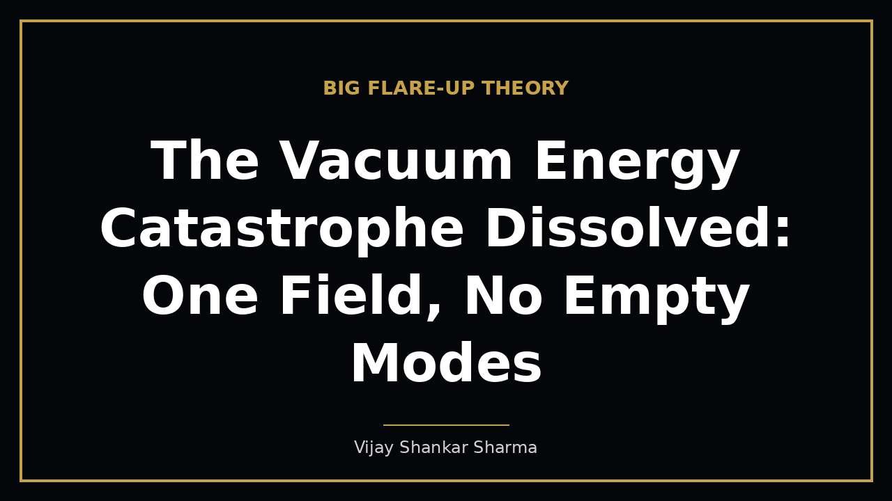 The Vacuum Energy Catastrophe Dissolved: One Field, No Empty Modes