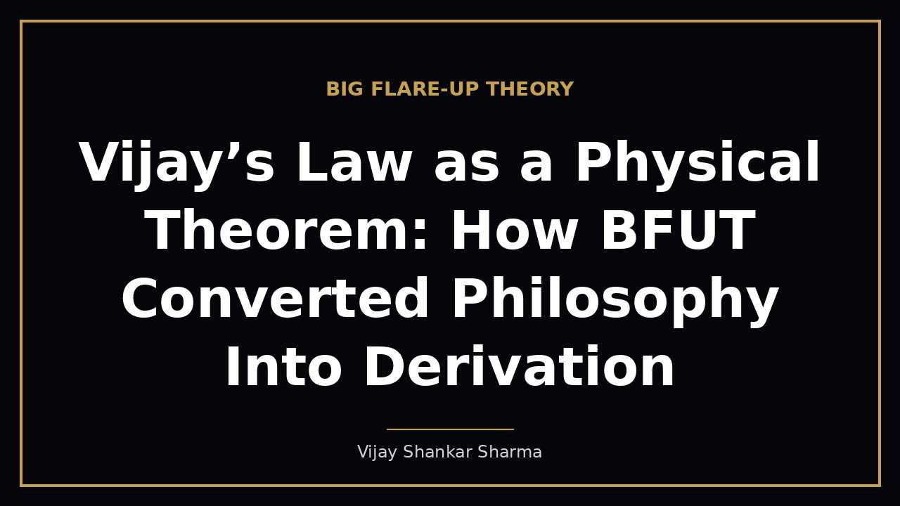 Vijay’s Law as a Physical Theorem: How BFUT Converted Philosophy Into Derivation