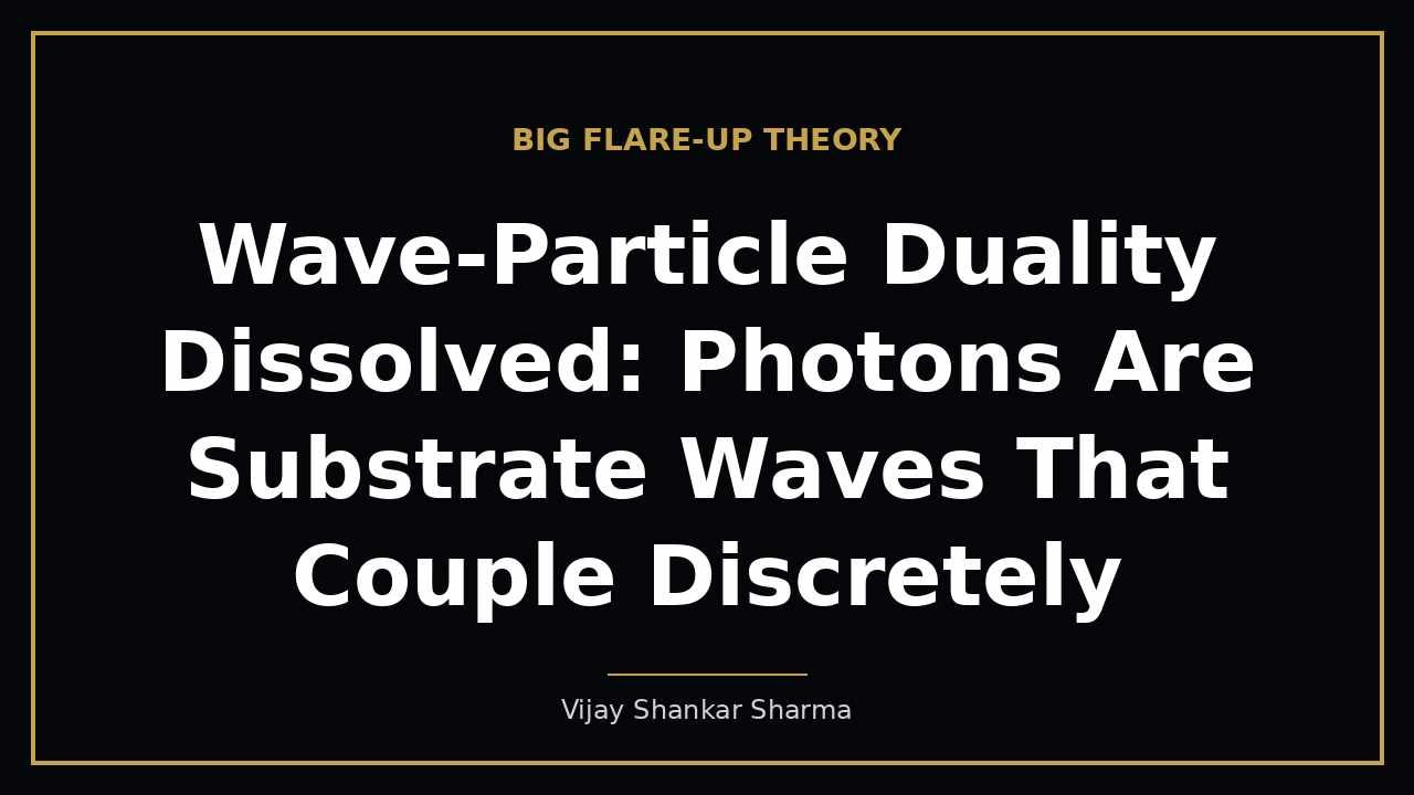 Wave-Particle Duality Dissolved: Photons Are Substrate Waves That Couple Discretely