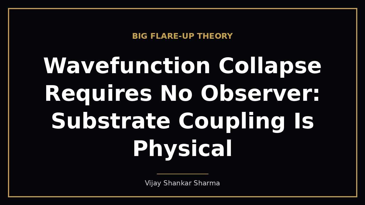 Wavefunction Collapse Requires No Observer: Substrate Coupling Is Physical