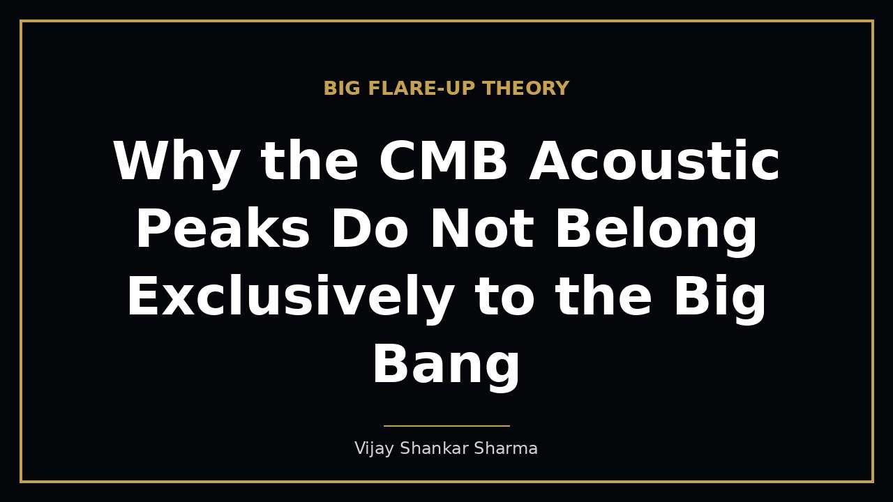Why the CMB Acoustic Peaks Do Not Belong Exclusively to the Big Bang