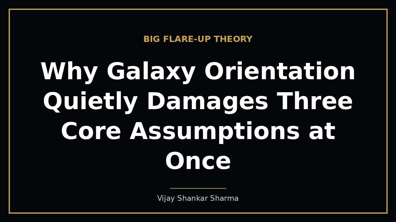 Why Galaxy Orientation Quietly Damages Three Core Assumptions at Once