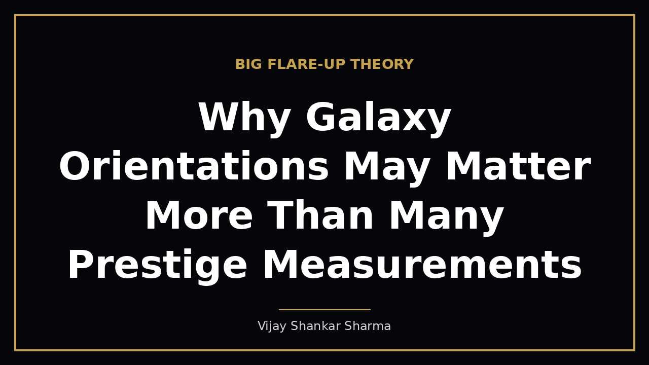 Why Galaxy Orientations May Matter More Than Many Prestige Measurements