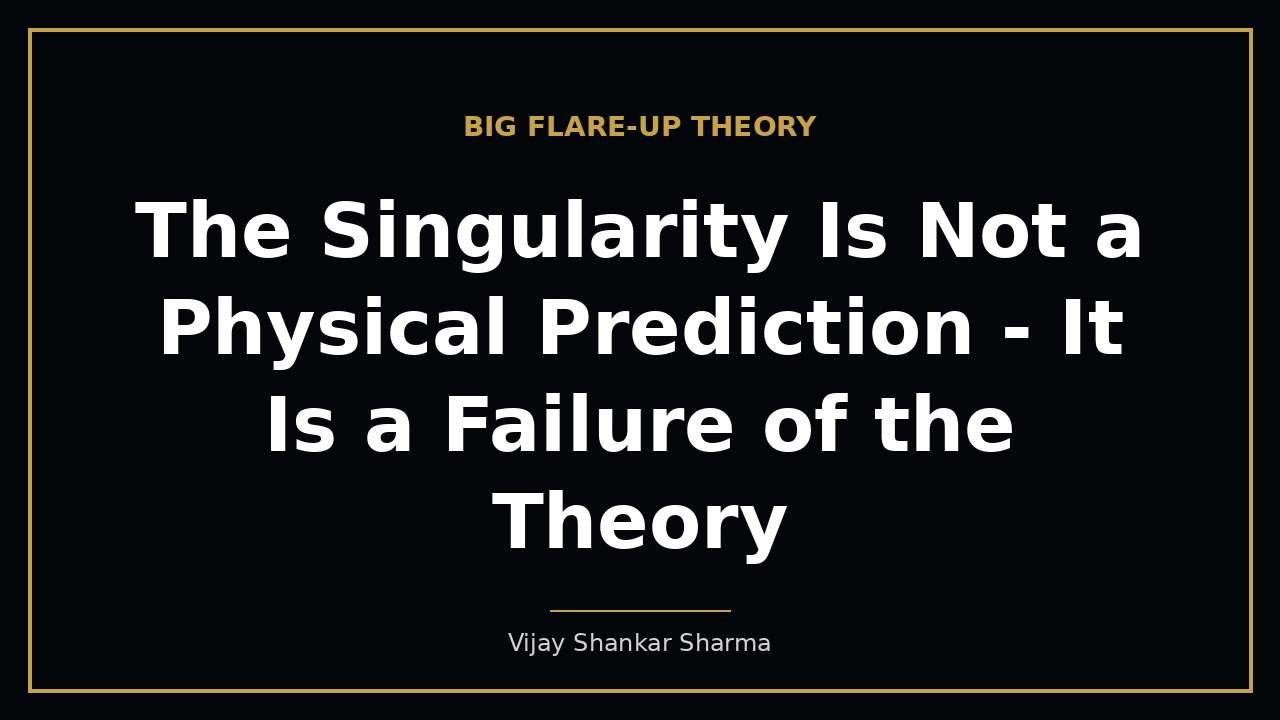 The Singularity Is Not a Physical Prediction - It Is a Failure of the Theory