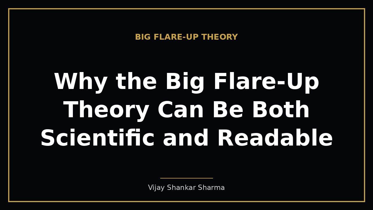 Why the Big Flare-Up Theory Can Be Both Scientific and Readable