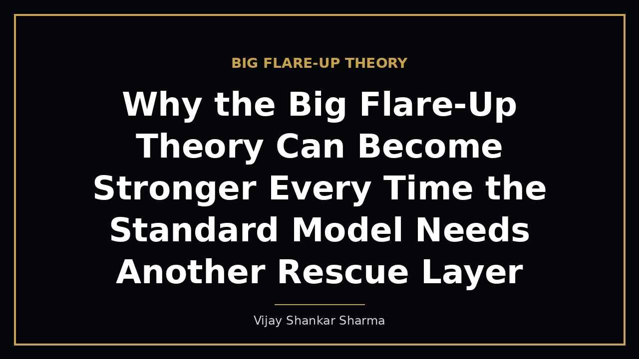 Why the Big Flare-Up Theory Can Become Stronger Every Time the Standard Model Needs Another Rescue Layer