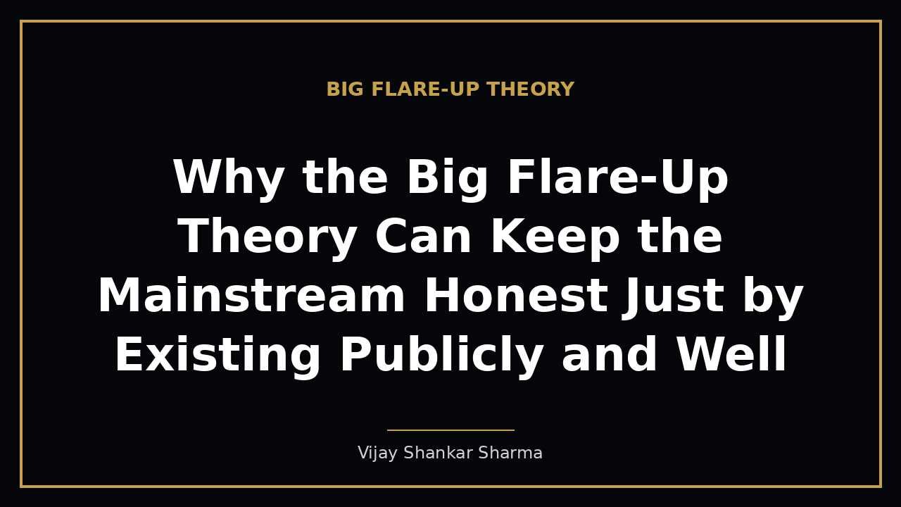 Why the Big Flare-Up Theory Can Keep the Mainstream Honest Just by Existing Publicly and Well