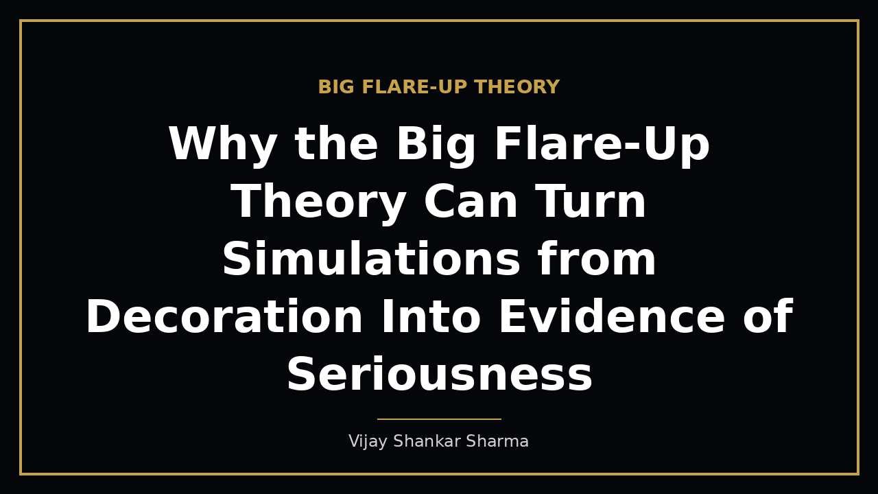 Why the Big Flare-Up Theory Can Turn Simulations from Decoration Into Evidence of Seriousness