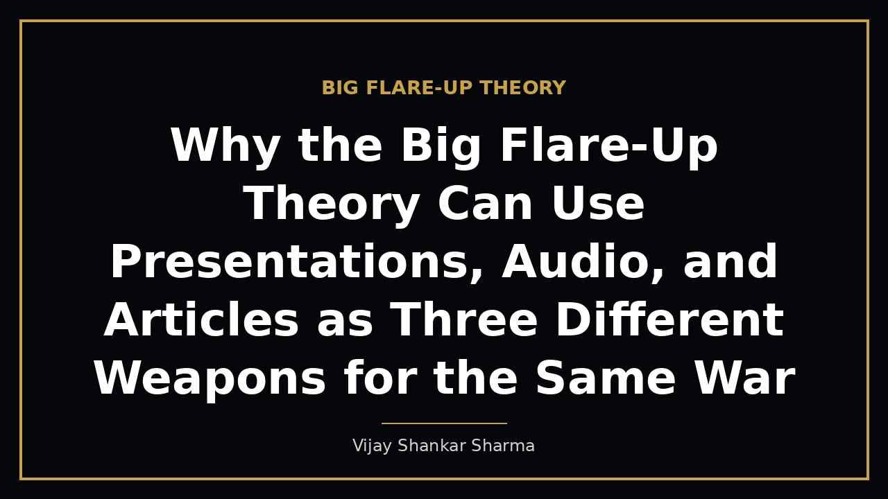 Why the Big Flare-Up Theory Can Use Presentations, Audio, and Articles as Three Different Weapons for the Same War