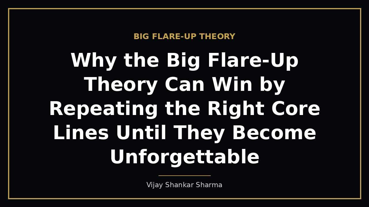 Why the Big Flare-Up Theory Can Win by Repeating the Right Core Lines Until They Become Unforgettable