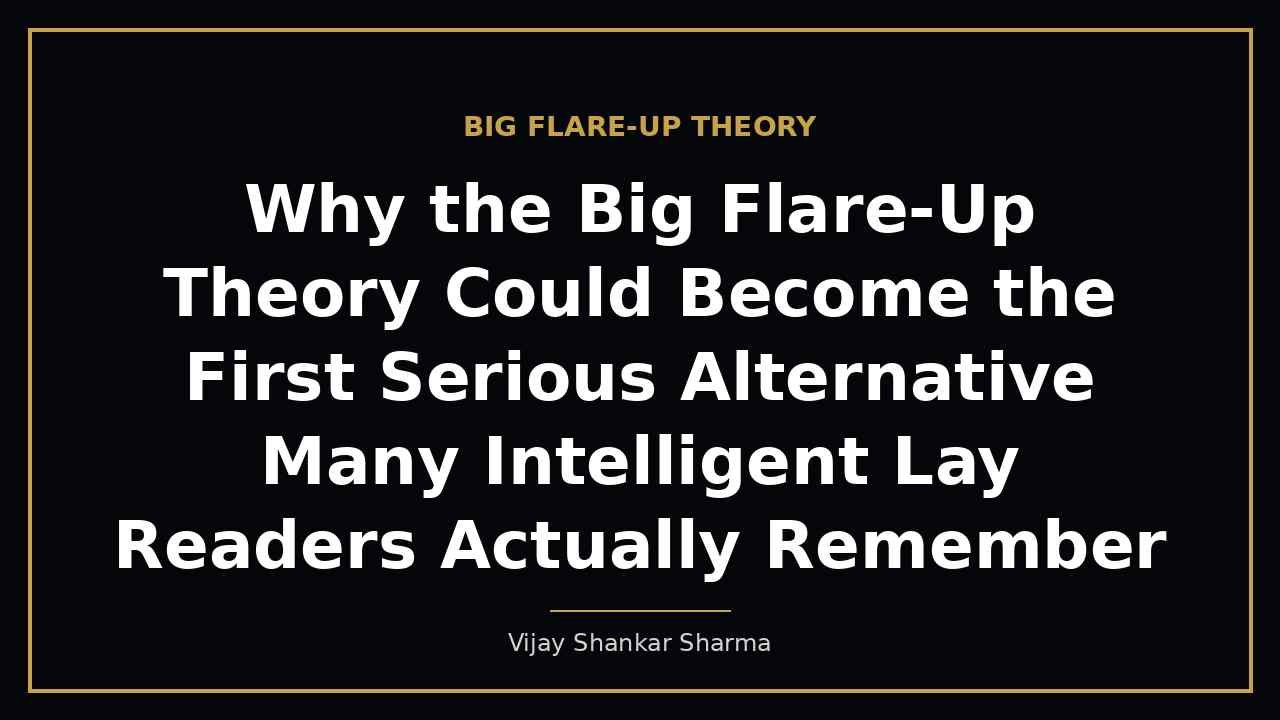 Why the Big Flare-Up Theory Could Become the First Serious Alternative Many Intelligent Lay Readers Actually Remember