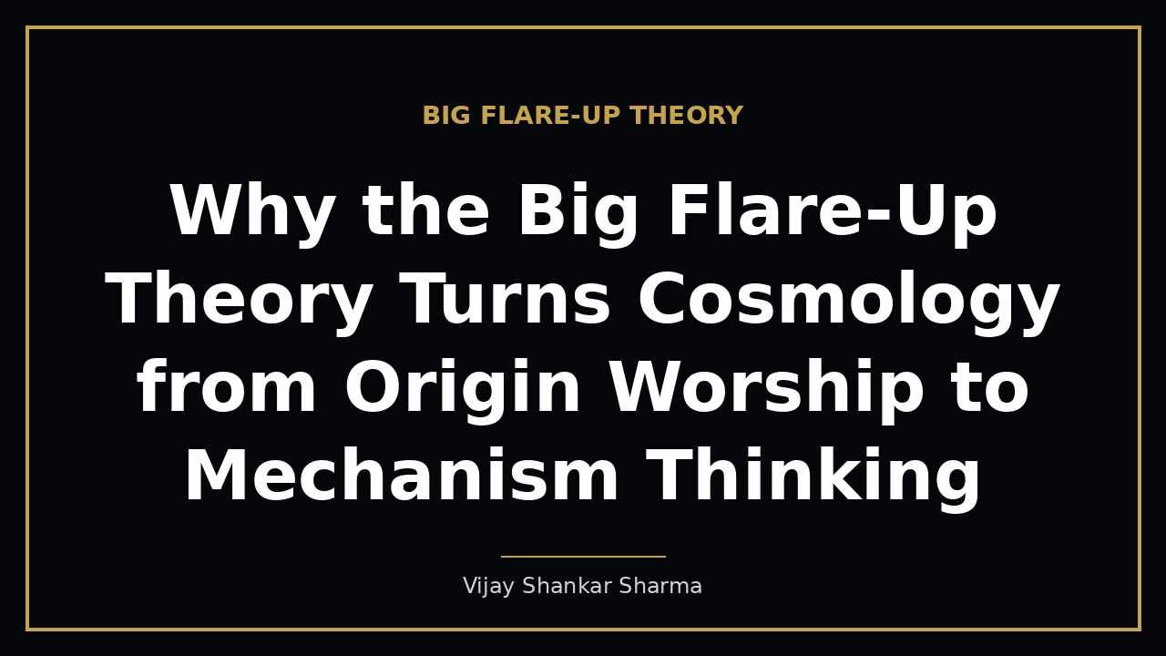 Why the Big Flare-Up Theory Turns Cosmology from Origin Worship to Mechanism Thinking