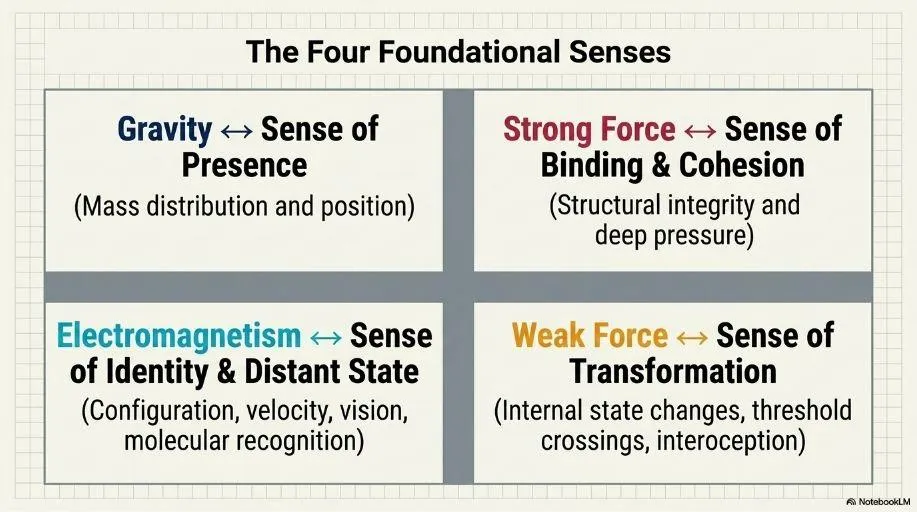 presence, binding and cohesion, identity and distant state, and transformation.