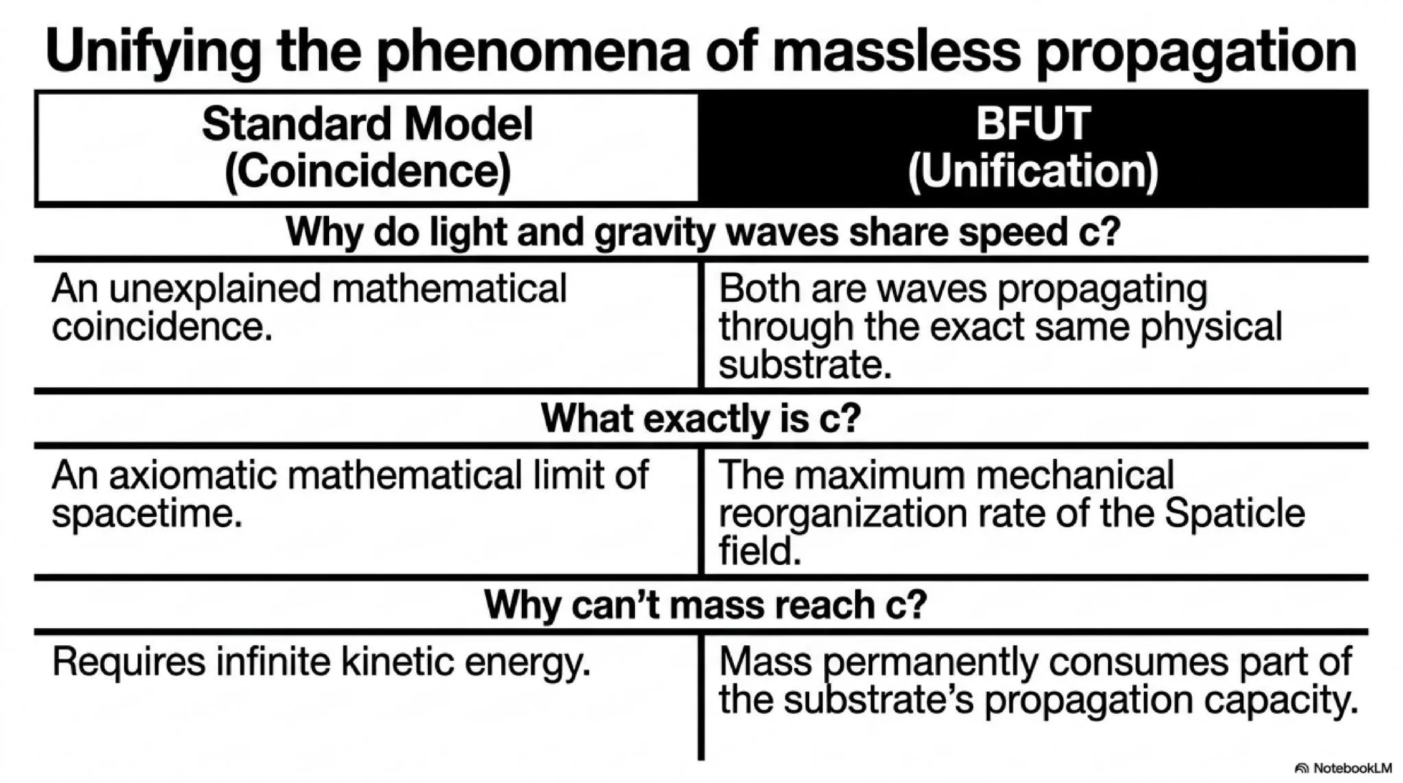Unifying massless propagation: Light and gravitational waves share speed c because both are disturbances in the same physical substrate.