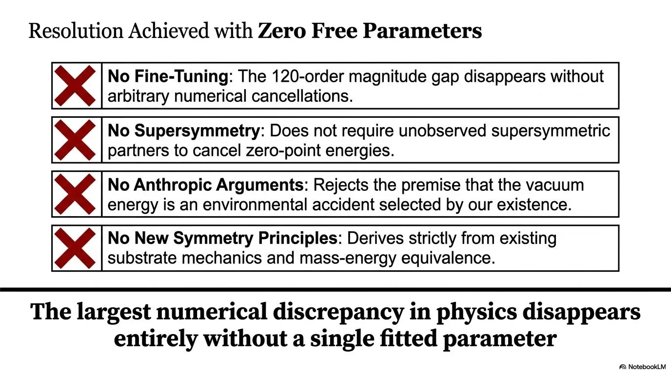 Resolution Achieved with Zero Free Parameters