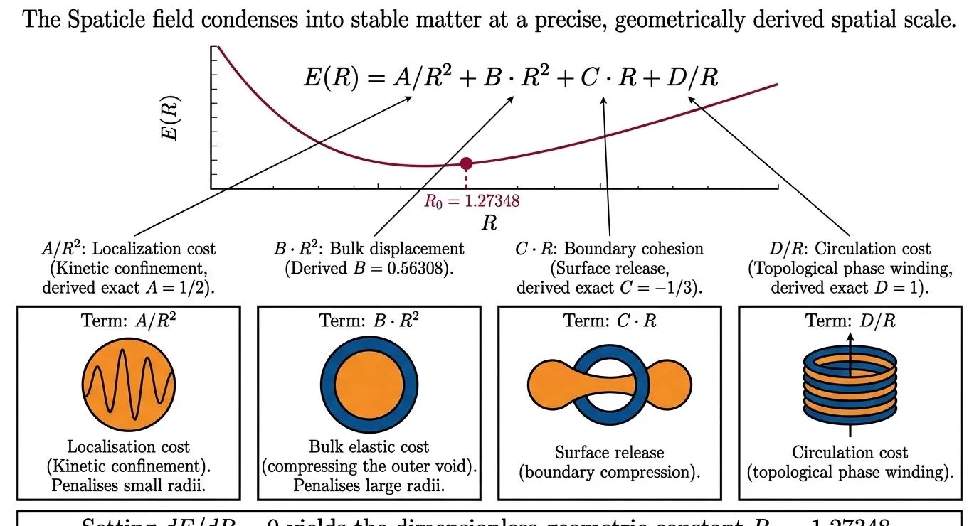 The reduced Planck constant as the action of one condensation-scale momentum quantum m<sub>p</sub>·c traversing one condensation-scale length r<sub>p</sub>/R<sub>0</sub>, divided by π. The calculated value hbar = 1.054579 × 10^{-34} J·s is consistent with the CODATA value to 0.0007%.