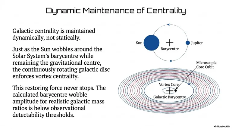 Dynamic maintenance of galactic centrality.
