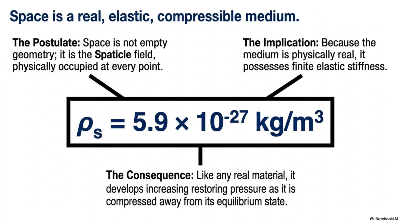 Space as a real, elastic, compressible medium with equilibrium density ρ<sub>s</sub>.