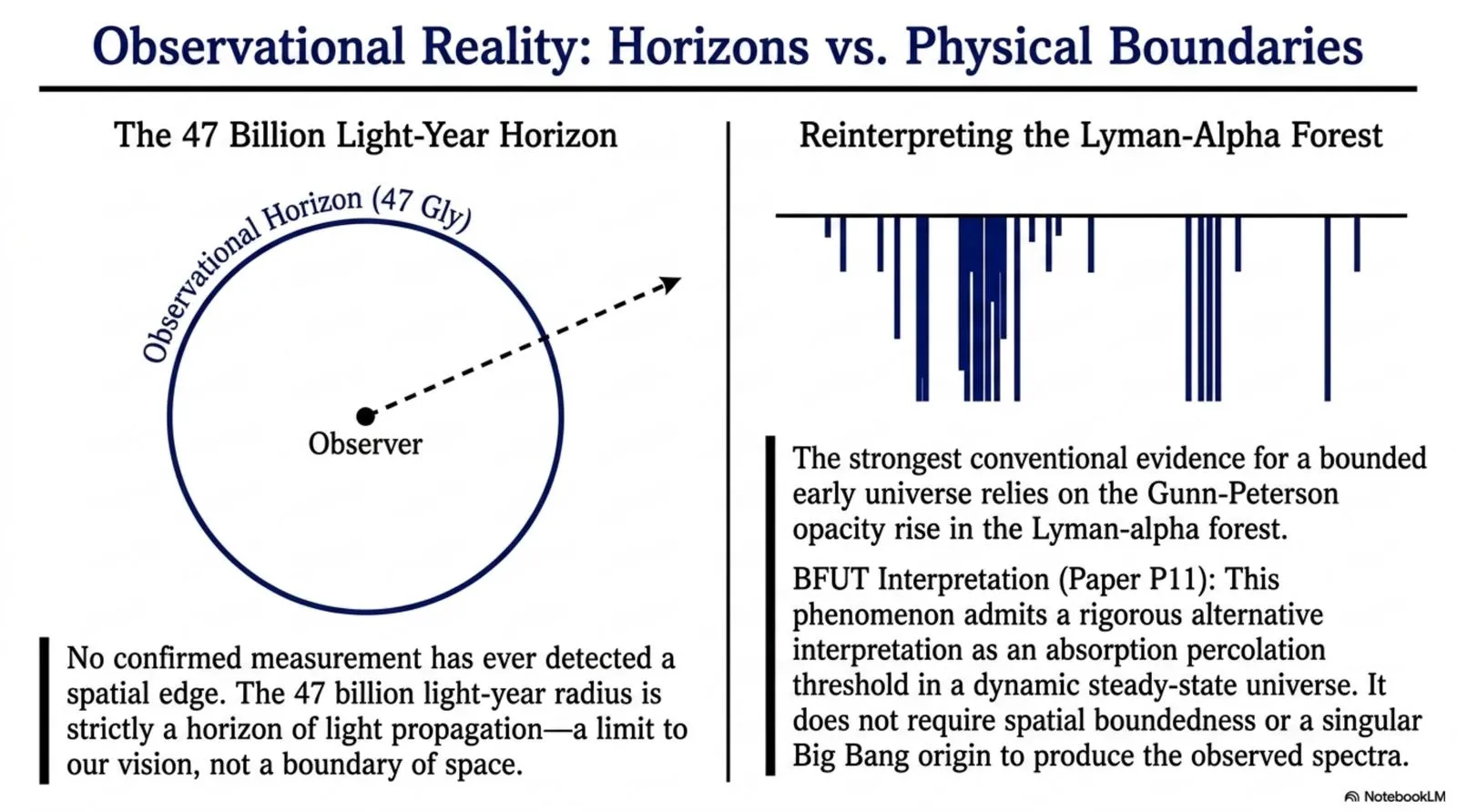 Observational horizons versus physical boundaries, and the reinterpretation of the Lyman-α forest.